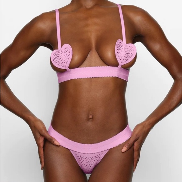 SKIMS Other - Last Set💕 Skims Jelly Sheer Rhinestone Heart Bra & Thong